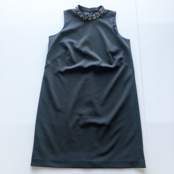 ANN TAYLOR Sequin Rhinestone Collar Gray Shift Dress Womens 12 - Picture 2 of 9